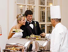 bride and groom at reception